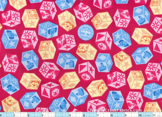 Ringling Bros Circus Red Blocks Fabric